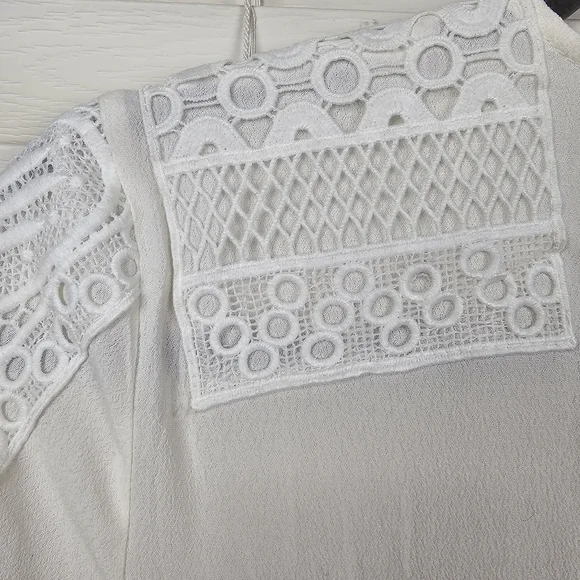 Maje Ravelle Lace-Inset Ceep V Neck Colorblock Mini Dress Ptp 17" Sz 3 UK / L US - Picture 12 of 16